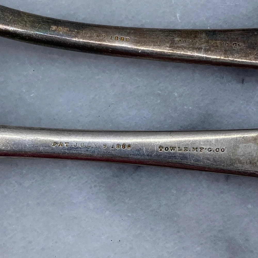 Towle Serving Spoons Silver Good 1889‎ Patent Shell Set of 3 Antique Farmhouse